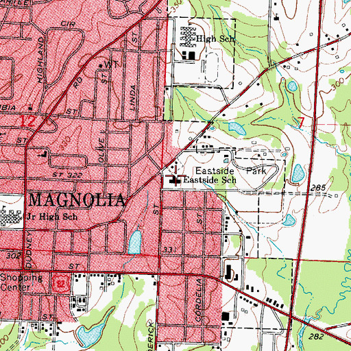 Topographic Map of East Side Elementary School, AR