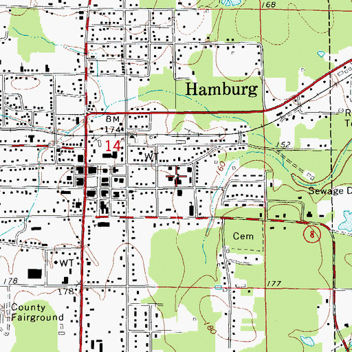 Topographic Map of Allbritton Upper Elementary School, AR