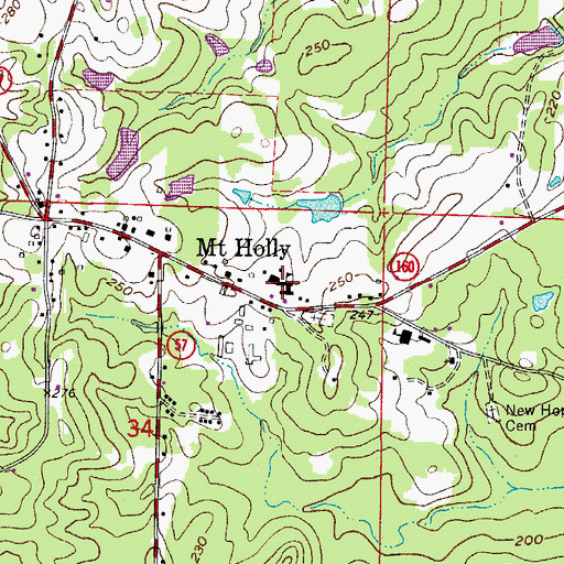 Topographic Map of Mount Holly Elementary School, AR