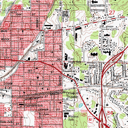 Topographic Map of Rogers Middle School, AR