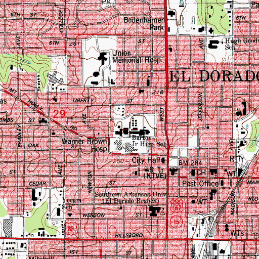 Topographic Map of Barton Middle School, AR
