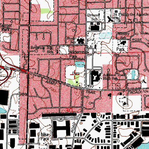 Topographic Map of Army Trail Nature Center, IL