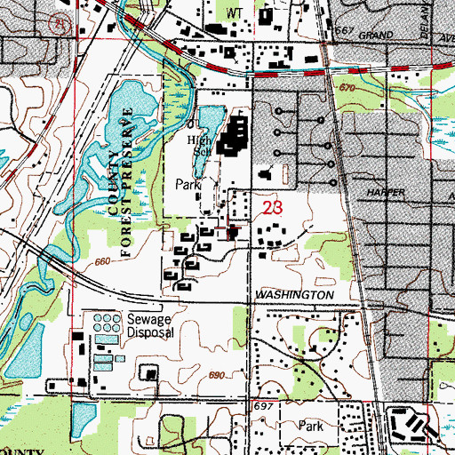 Topographic Map of Warren - Newport Public Library, IL