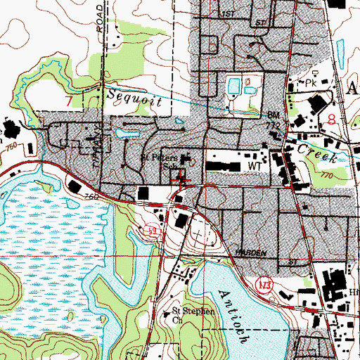 Topographic Map of Saint Peter's Catholic Church, IL