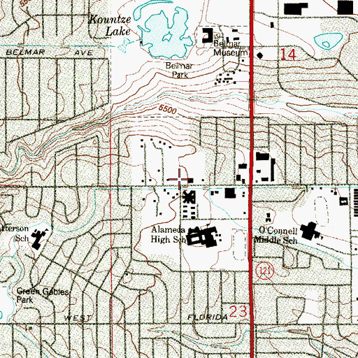 Topographic Map of Belmar Post Office, CO