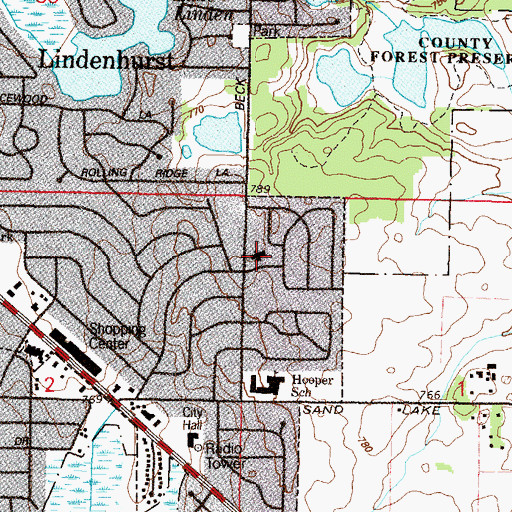Topographic Map of Lindenhurst Trinity United Church, IL