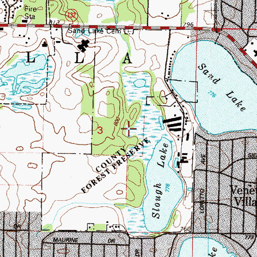 Topographic Map of Duck Hill Farm Forest Preserve, IL