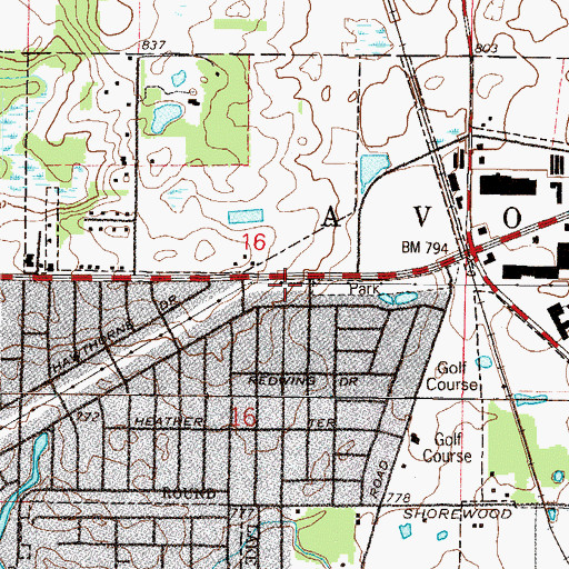 Topographic Map of East End Park, IL