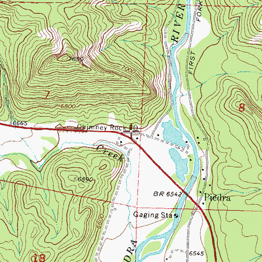 Topographic Map of Chimney Rock Post Office, CO