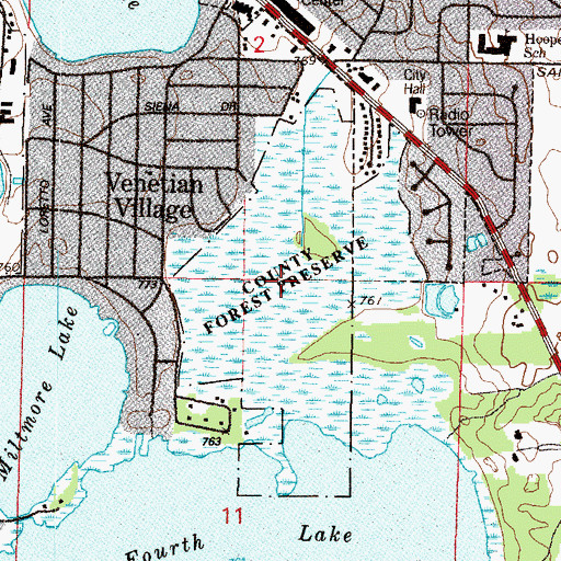 Topographic Map of Fourth Lake Fen Forest Preserve, IL