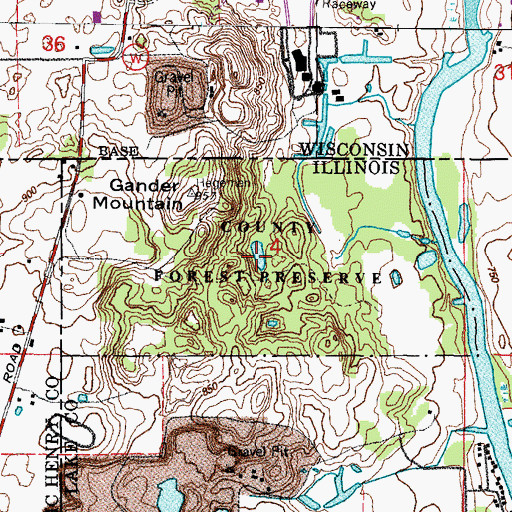 Topographic Map of Gander Mountain Forest Preserve, IL