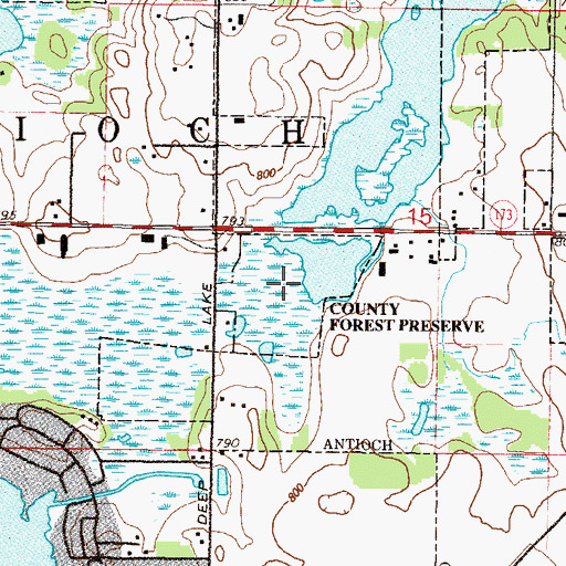 Topographic Map of Redwing Slough Forest Preserve, IL