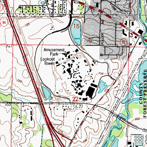 Topographic Map of Six Flags Great America, IL