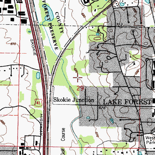 Topographic Map of Skokie River Nature Preserve, IL