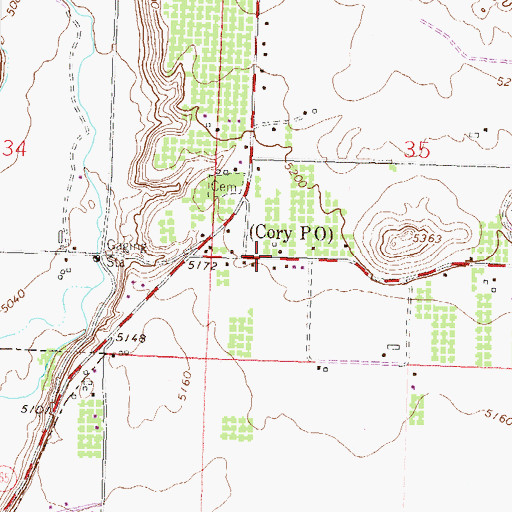 Topographic Map of Cory, CO