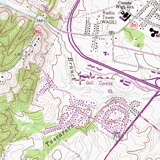 Topographic Map of Westpark Golf Club, VA