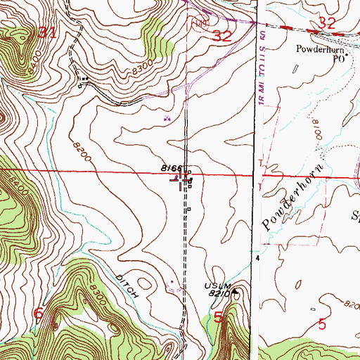 Topographic Map of Powderhorn Post Office, CO