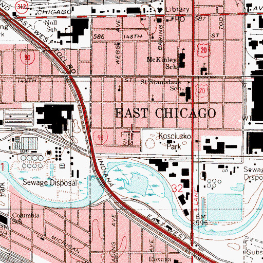 Topographic Map of East Chicago Fire Department Station 5, IN
