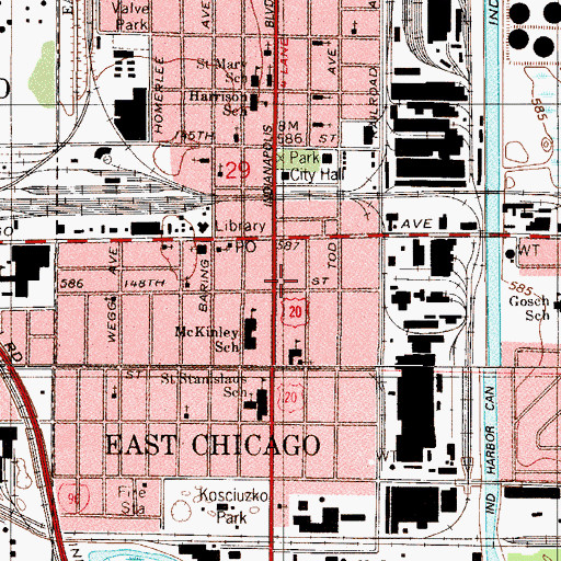 Topographic Map of Mary Gorman Specker Memorial Library (historical), IN
