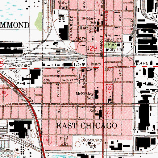 Topographic Map of Central Baptist Church, IN
