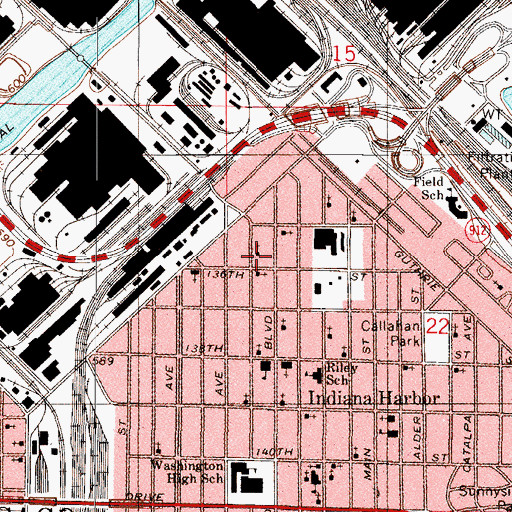 Topographic Map of Congregation B'nai Israel Temple, IN