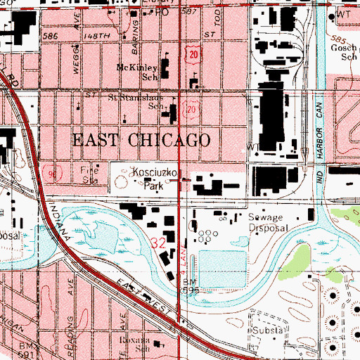 Topographic Map of East Chicago Church of God, IN