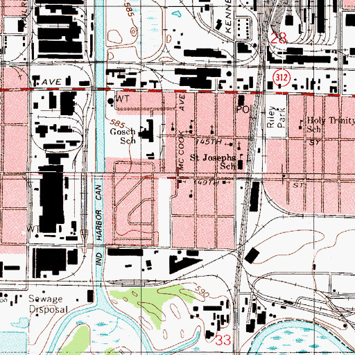 Topographic Map of First Baptist Church, IN