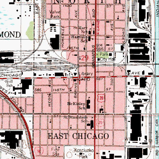 Topographic Map of First Church of the Nazarene, IN