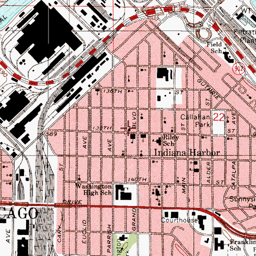 Topographic Map of First United Presbyterian Church, IN