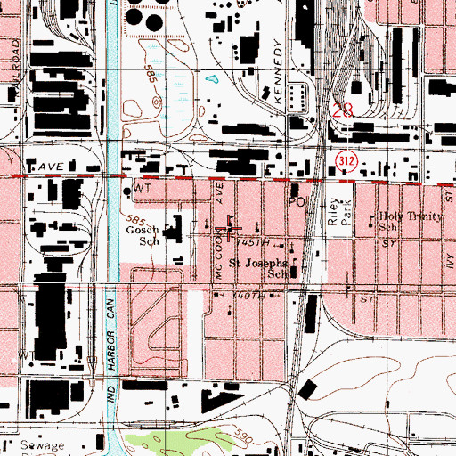 Topographic Map of Holy Trinity Hungarian Roman Catholic Church, IN