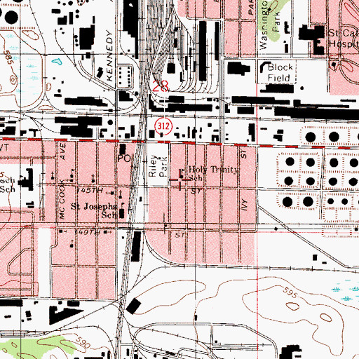 Topographic Map of Holy Trinity Roman Catholic Church, IN