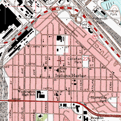 Topographic Map of Holy Trinity Slovak Evangelical Lutheran Church, IN