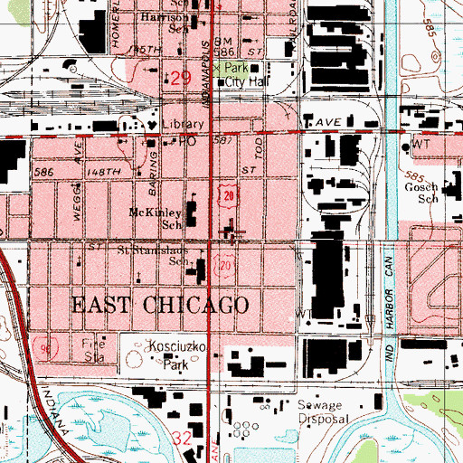 Topographic Map of Immaculate Conception Roman Catholic Church, IN