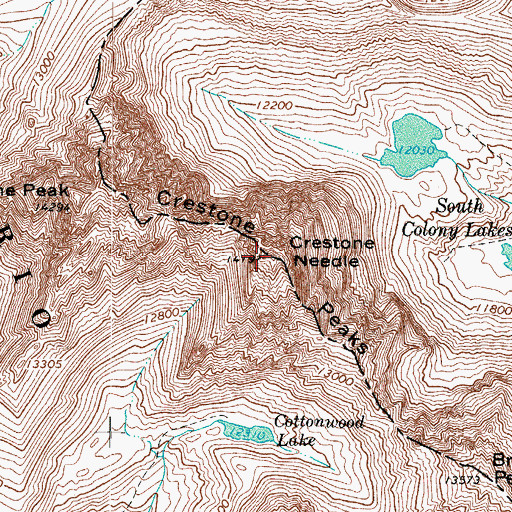 Topographic Map of Crestone Needle, CO