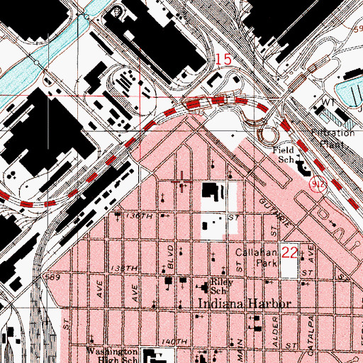 Topographic Map of Indiana Harbor Methodist Episcopal Church (historical), IN