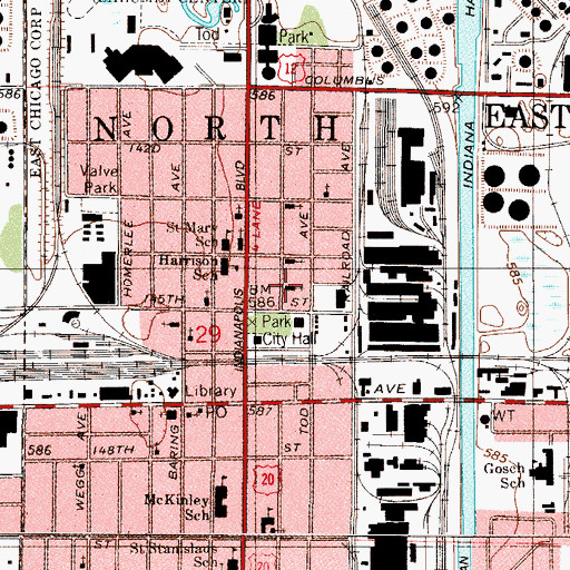 Topographic Map of Sacred Heart Roman Catholic Church, IN