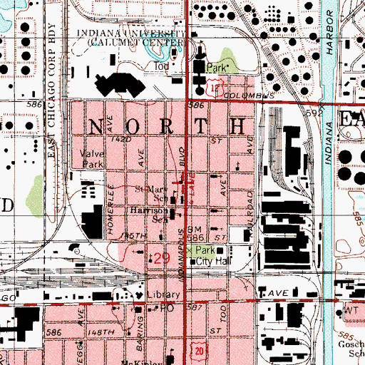 Topographic Map of Saint Basil's Roman Catholic Church, IN