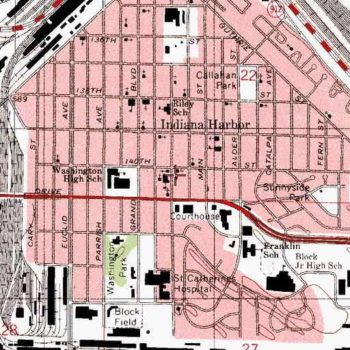 Topographic Map of Saint Georges Serbian Orthodox Church, IN