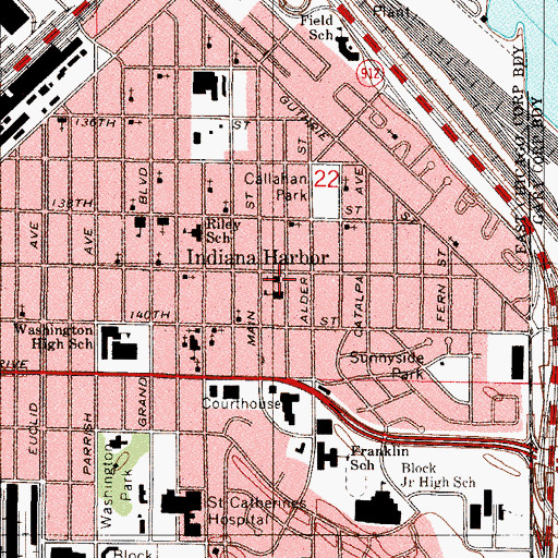 Topographic Map of Saint John Cantius Roman Catholic Church, IN