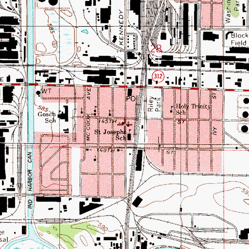 Topographic Map of Saint Joseph's Roman Catholic Church, IN