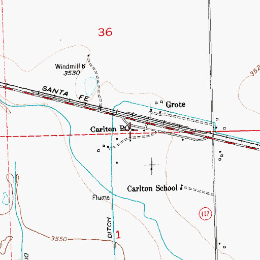 Topographic Map of Carlton Post Office, CO