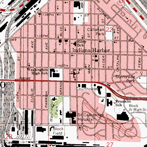 Topographic Map of Assumption School of the Blessed Virgin, IN