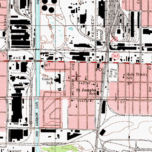 Topographic Map of Holy Trinity Hungarian Roman Catholic School, IN