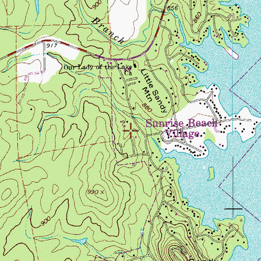 Topographic Map of Sunrise Beach Volunteer Fire Department, TX
