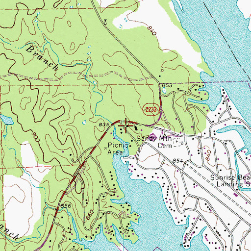 Topographic Map of Sunrise Beach Federated Church, TX