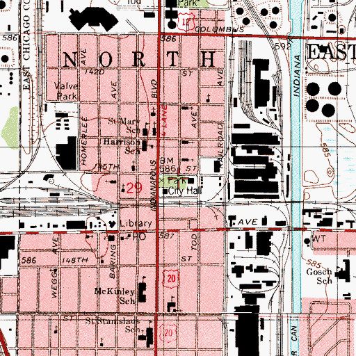 Topographic Map of City Hall Park, IN