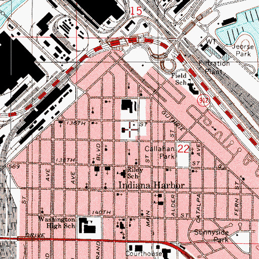 Topographic Map of Nunez Park, IN