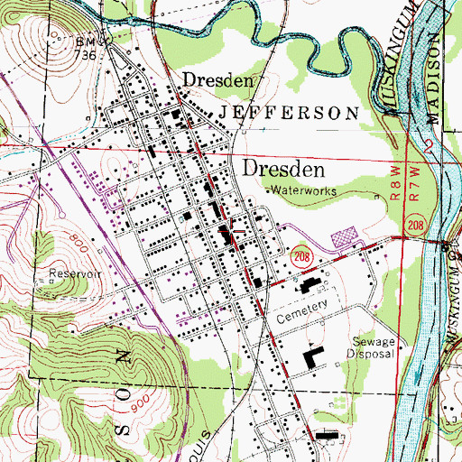 Topographic Map of Dresden Post Office, OH