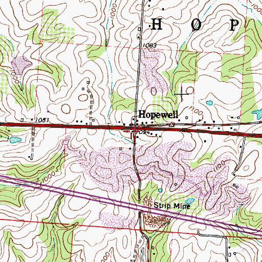 Topographic Map of Hopewell Post Office, OH