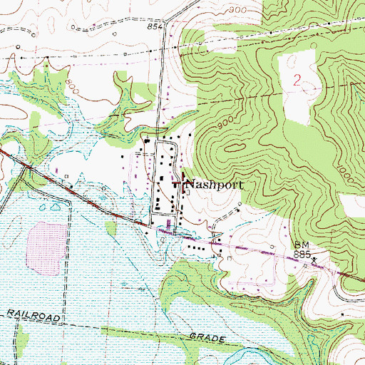 Topographic Map of Nashport Post Office, OH
